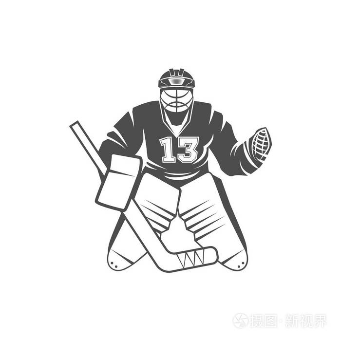 与冰上曲棍球球员的标志插画-正版商用图片0xohaq-摄图新视界