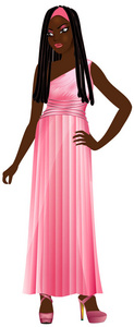 黑女人粉红色的礼服