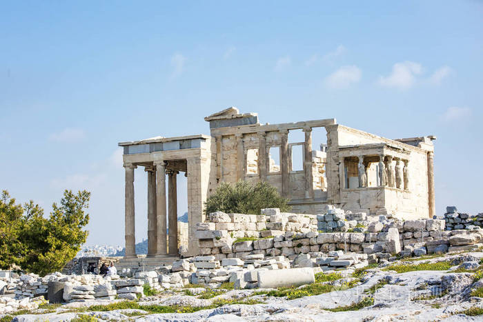 在希腊雅典卫城的巴台农神庙