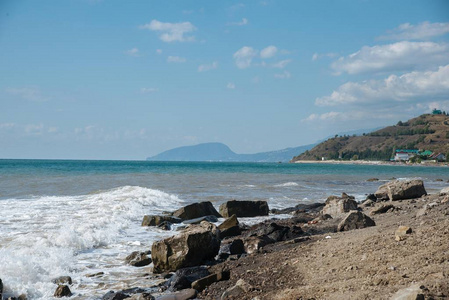 海景海岸的黑海，克里米亚