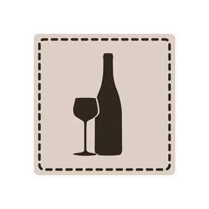 会徽葡萄酒瓶与玻璃图标