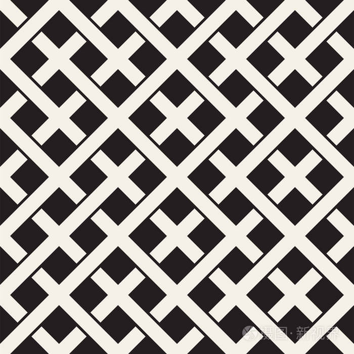 无缝的方式交织而成时尚的重复纹理黑色和白色几何矢量图