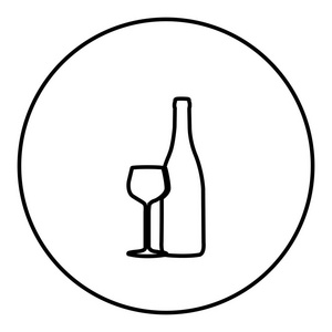 图徽葡萄酒瓶与玻璃图标