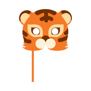 虎猫狂欢节面具条纹橙棕色野兽