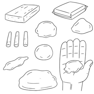 橡皮泥对象集向量集的粘土为孩子照片