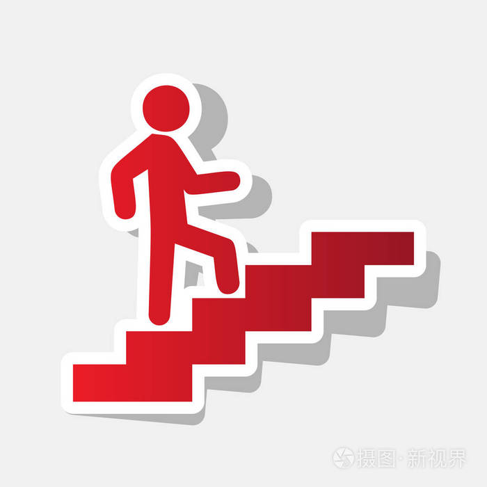 在楼梯上走的人.矢量.