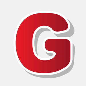 字母 G 标志设计模板元素。矢量。新的一年带红色图标与外部的中风和灰色阴影，浅灰色的背景上