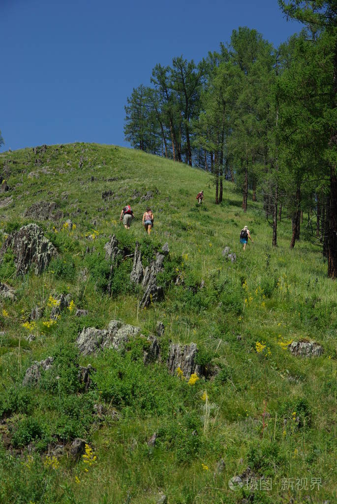 高地, 山峰, 峡谷和山谷.山坡上的石头