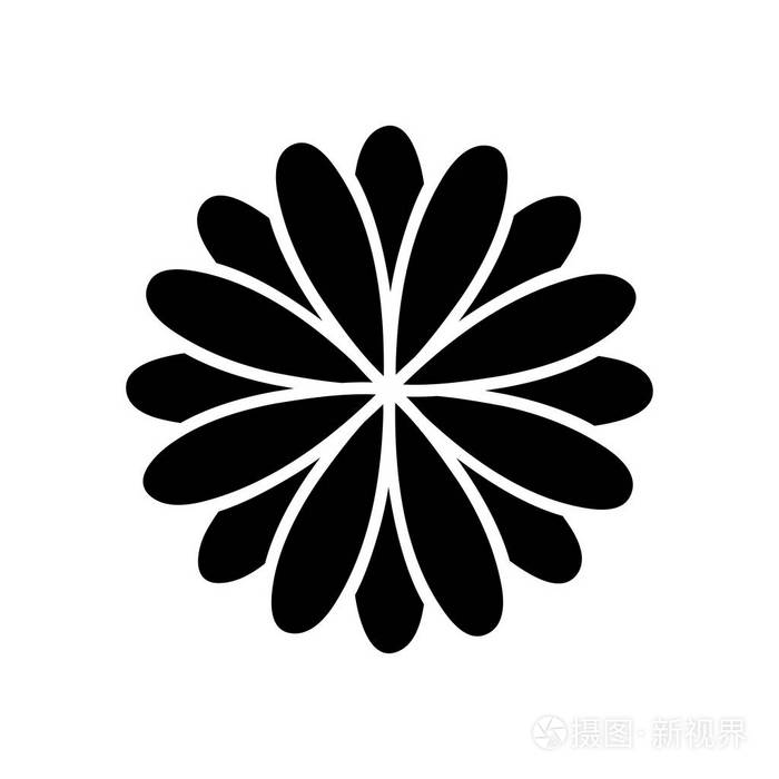 黑色剪影花形成的花瓣集