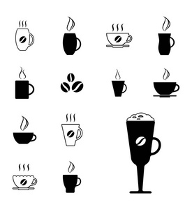 一套不同的咖啡杯图标