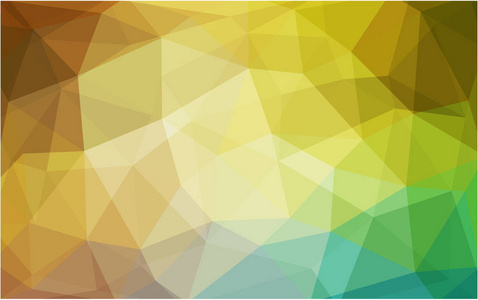 亮绿色，黄色矢量多边形设计模式。渐变中的三角形折纸样式包括