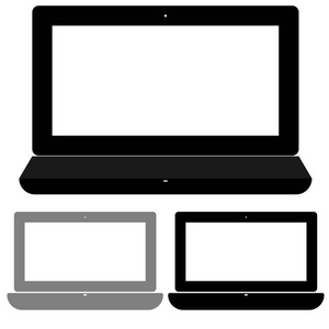 白色背景上的黑色和灰色笔记本电脑