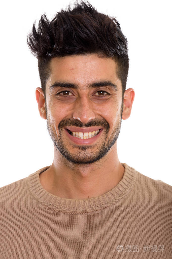 年轻快乐的波斯人微笑的脸