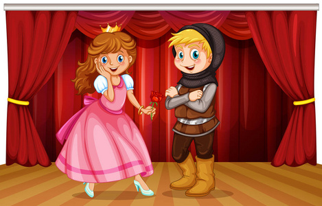 公主和骑士在舞台上