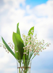 在花束盛开的百合花。选择性的焦点