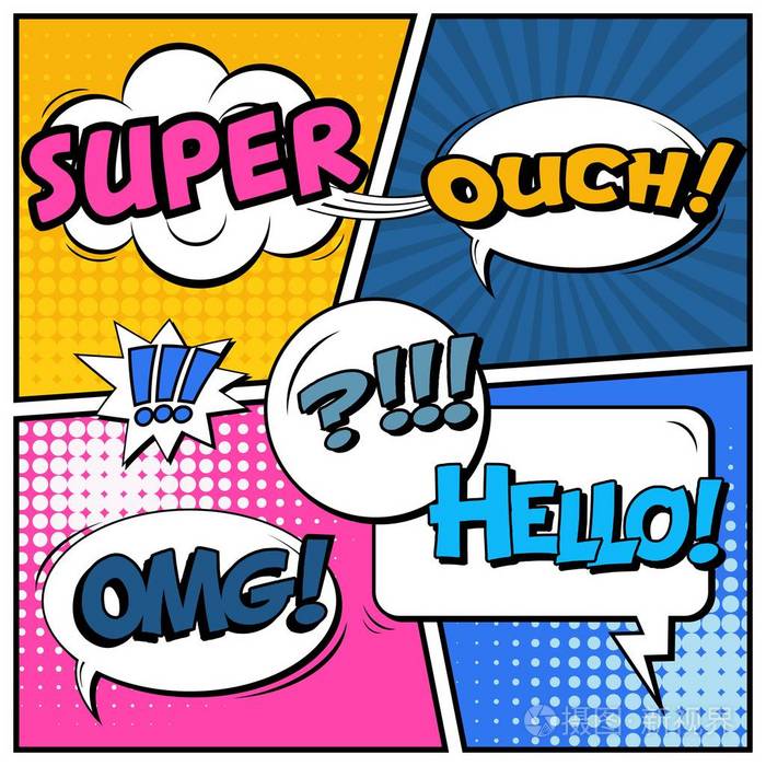 插画 抽象的创意概念向量漫画波普艺术风格空白,布局模板与云梁和孤立