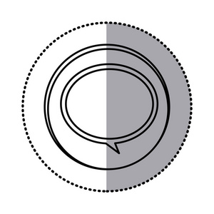 单色轮廓与圆贴纸的演讲气泡图标