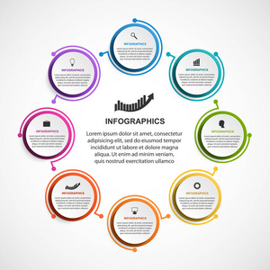 抽象的选项信息图表模板。图表为业务演示文稿或信息横幅