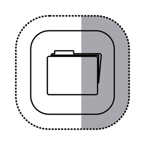 单色轮廓与方形贴纸的文件夹图标