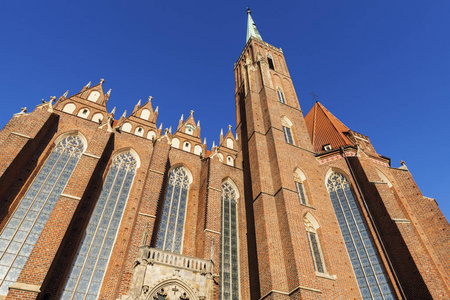 弗罗茨瓦夫大教堂和蓝色的天空