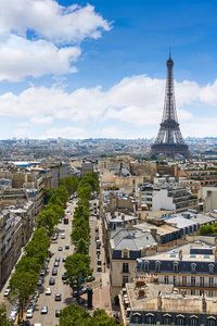 巴黎埃菲尔铁塔和天际线的空中法国