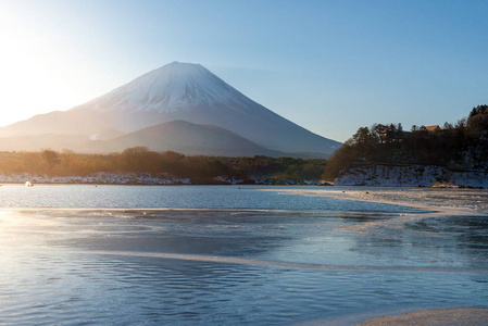 Shojiko 湖和山。富士