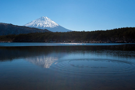 Shojiko 湖和山。富士