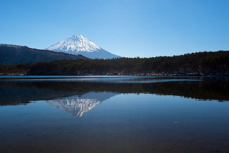 Shojiko 湖和山。富士