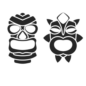 古代部落面具在黑色和白色的风格