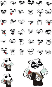 可爱的丘比特熊猫卡通表情集