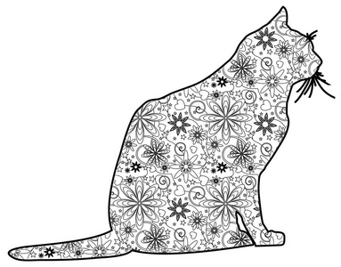 在白色 Zentangle 猫图