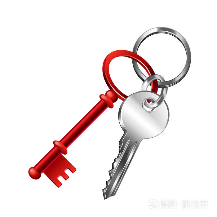 钥匙串上白色矢量孤立