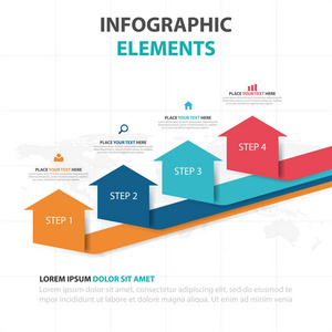 抽象彩色箭头业务信息图表元素，演示文稿模板平面设计矢量图的网页设计营销广告