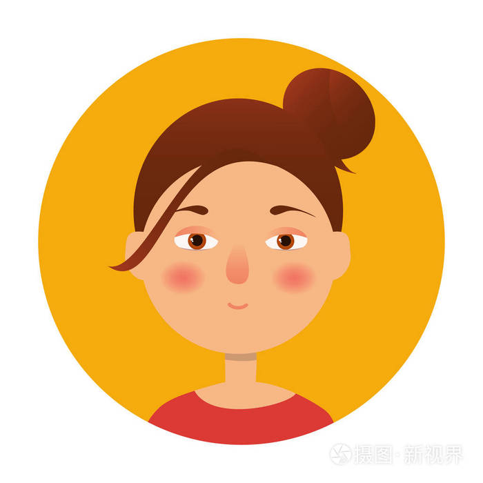 女孩的图标.女人的头像,脸图标.卡通风格.矢量