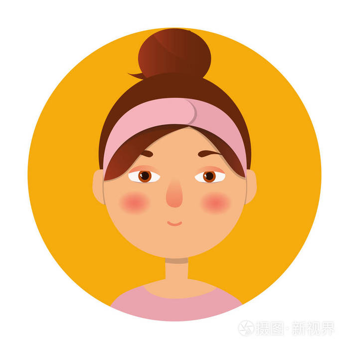 女人的头像,脸图标.卡通风格.矢量