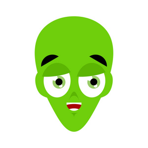 外星人的脸不明飞行物快乐的表情.绿色外星人脸笑的情感.