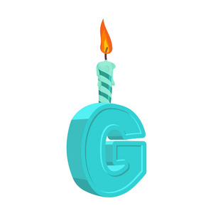 字母 G 生日字体。信和蜡烛。周年纪念字母表