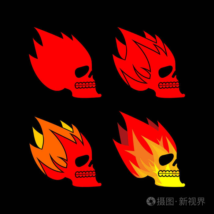 头骨的火.头的骨架火焰.火焰骷髅纹身标志插画-正版商用图片0xqoxm-摄