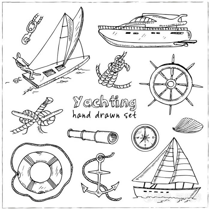 游艇画法图片