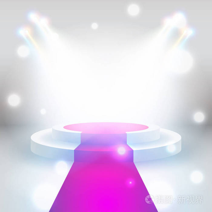 基座或被聚光灯照亮的平台.风景秀丽的灯光舞台.eps 10 矢量图