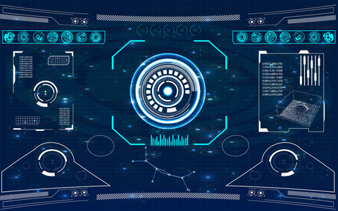 雷达屏幕.您设计的的矢量图.技术背景.未来的用户界面.平视显示器照片