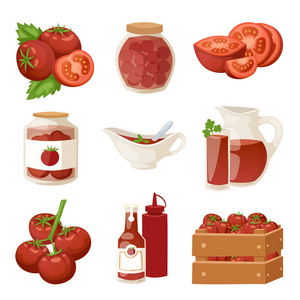 新鲜的西红柿与粘贴上孤立的白色背景和有机红番茄产品健康素食成分农业矢量图