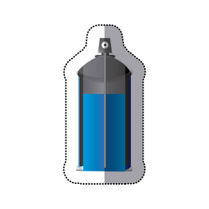 贴纸多彩的内部视图的气溶胶喷雾瓶罐