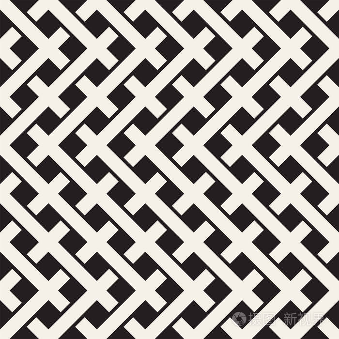 编织无缝图案. 时尚的重复纹理. 相交条纹晶格的编织背景.