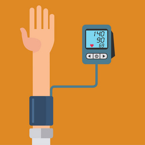 数字设备测量血压，血压计，血压高矢量的概念