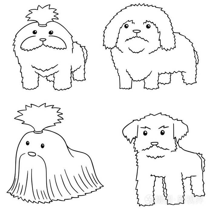 向量集的狗,西施插画-正版商用图片0xrglp-摄图新视界