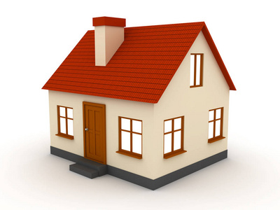 3d 用红色屋顶的小房子照片