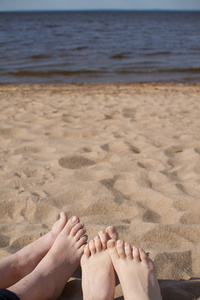 沙子, 脚印, 大海