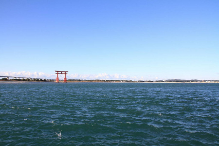 牌坊在日本静冈滨松滨名湖湖上