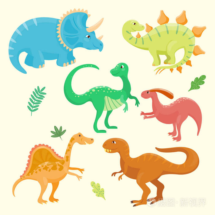 插画 卡通恐龙矢量插图孤立怪物动物恐龙史前字符爬行动物捕食者